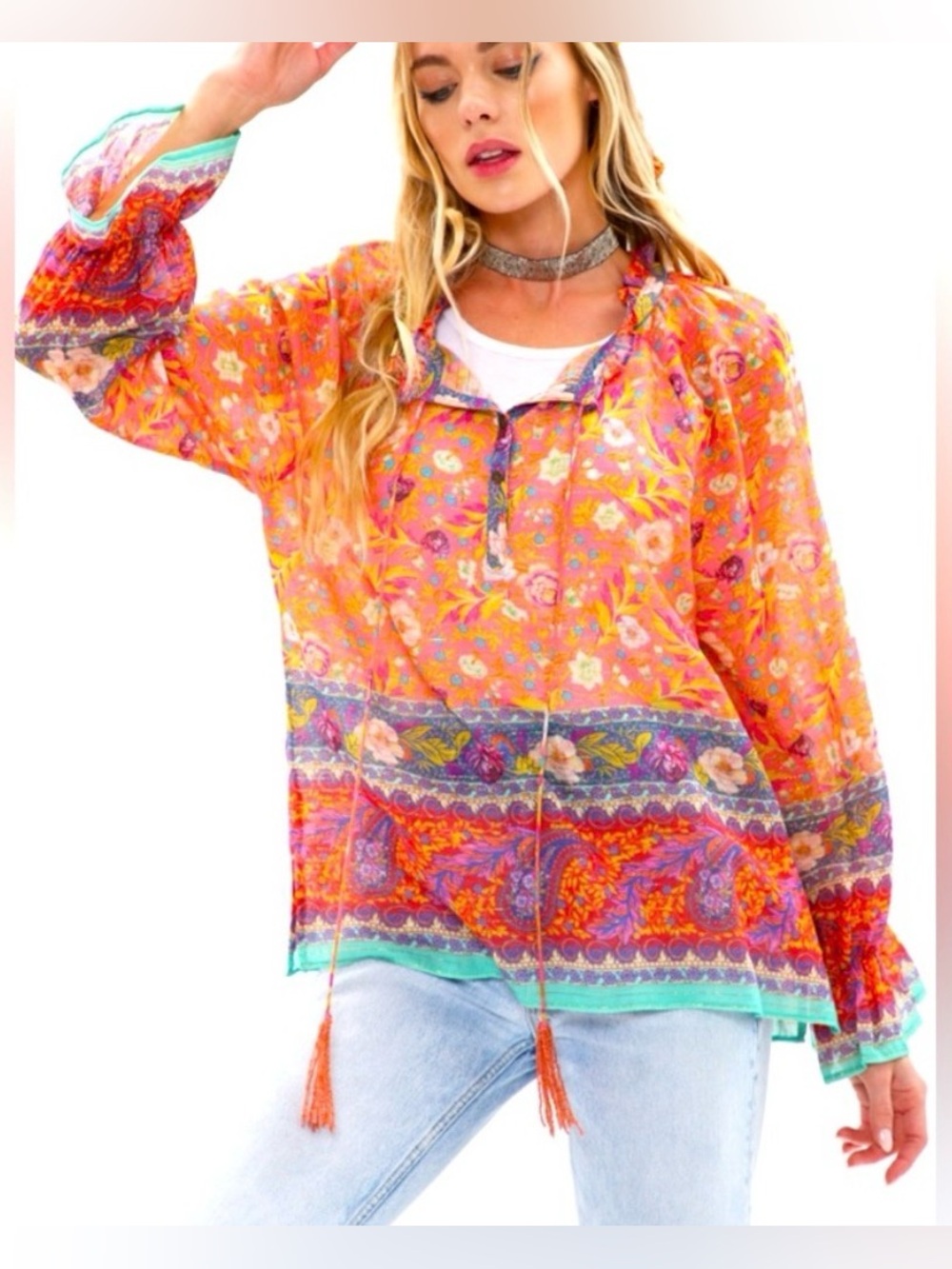 Aratta Gold Tinsel Women’s Silent Journey Ruched Floral Blouse Size XL Sku#158